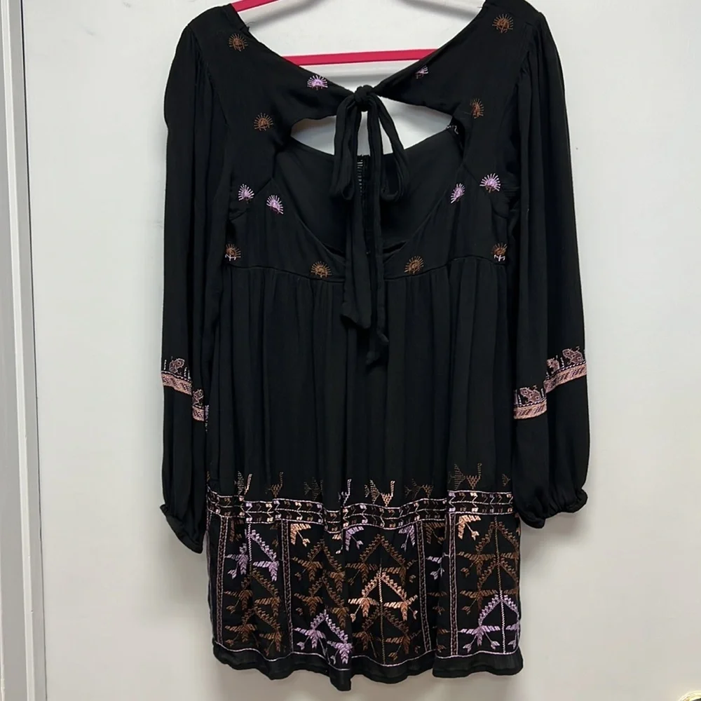 Free People Rhiannon Peasant Embroidered Mini Dress Size Small